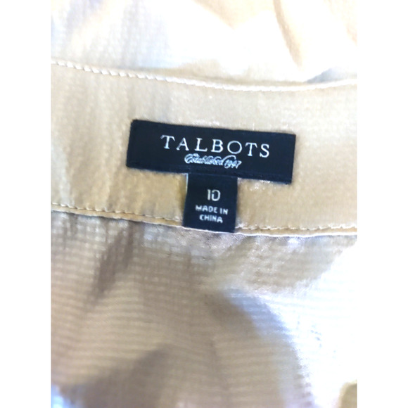 Talbot's Women's Sleeveless Top Size 10 Tan/Gold 100% Silk Beaded Pleats - Picture 6 of 9